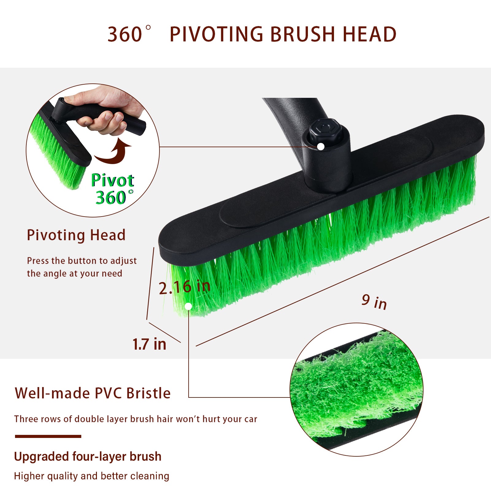 36" Extendable Ice Scraper Snow Brush Detachable Snow Removal Tool with Ergonomic Foam Grip for Car SUV Truck (Green)