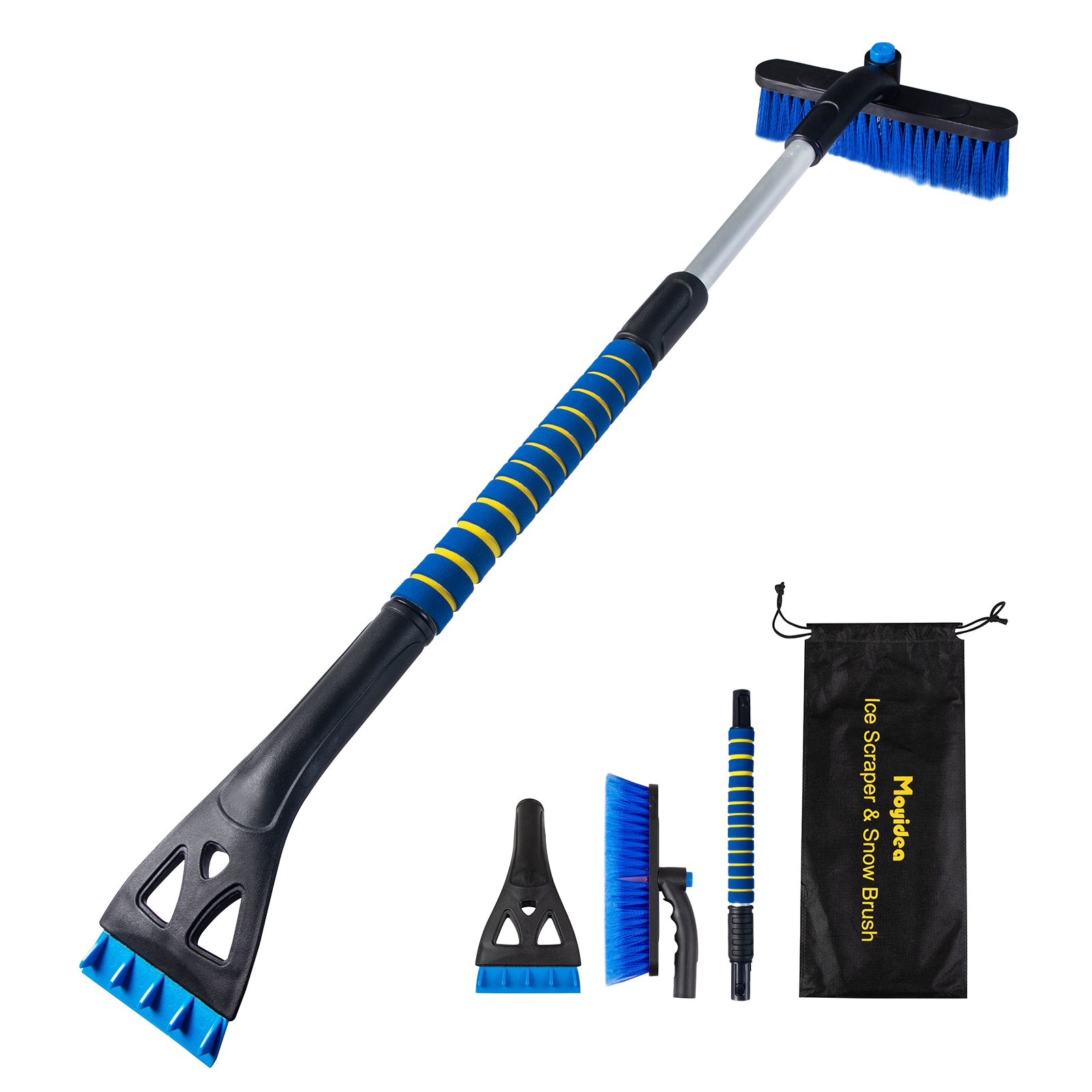 36" Extendable Ice Scraper Snow Brush Detachable Snow Removal Tool with Ergonomic Foam Grip for Car SUV Truck (Blue)