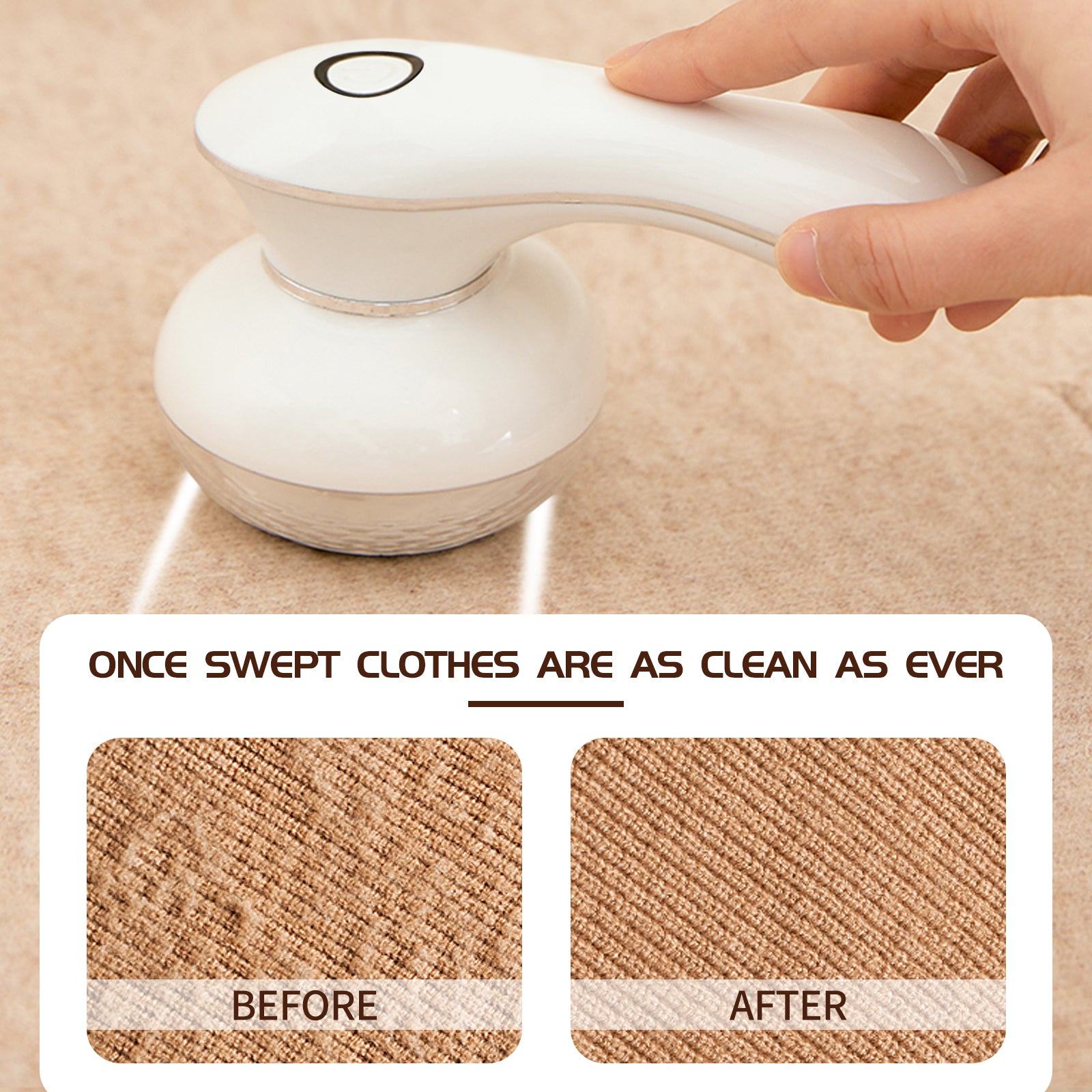 Fabric Shaver - Portable Electric Lint Remover with 3 Extra Replaceable Blades, Effective Lint Shaver for Clothing Furniture Carpet Lint Balls Bobbles, Battery Operated Pill Fuzz Remover (White)